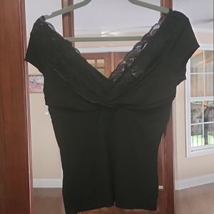 VEUC WHBM Illusion Lace Portait Collar Top